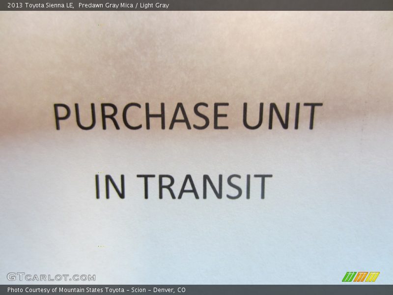 Predawn Gray Mica / Light Gray 2013 Toyota Sienna LE