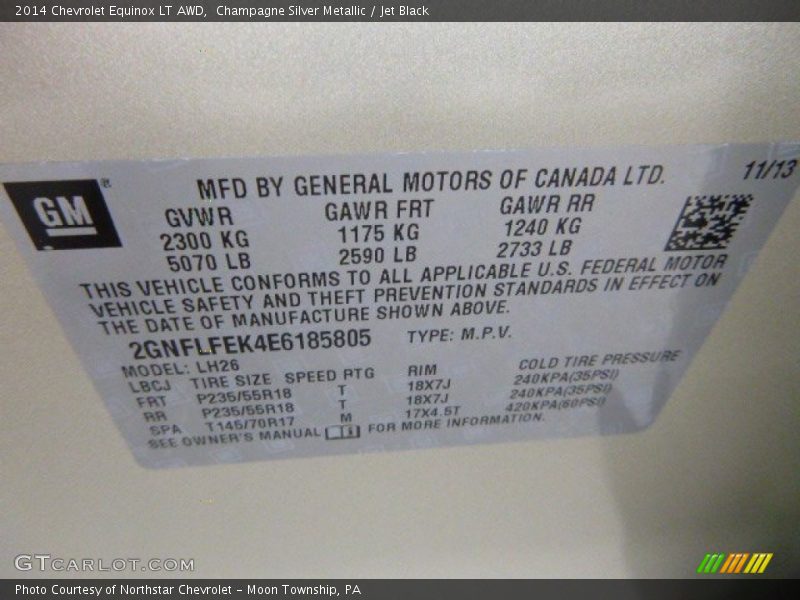 Champagne Silver Metallic / Jet Black 2014 Chevrolet Equinox LT AWD