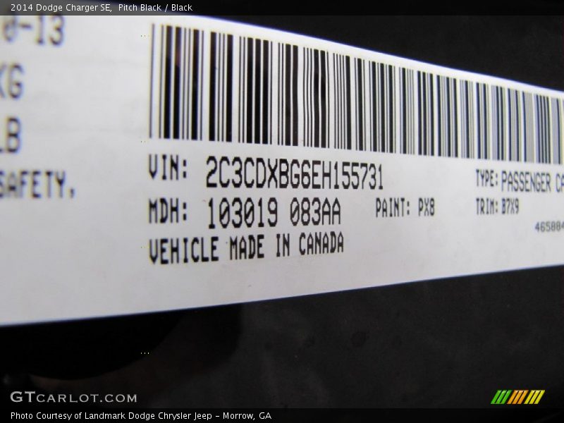 Pitch Black / Black 2014 Dodge Charger SE