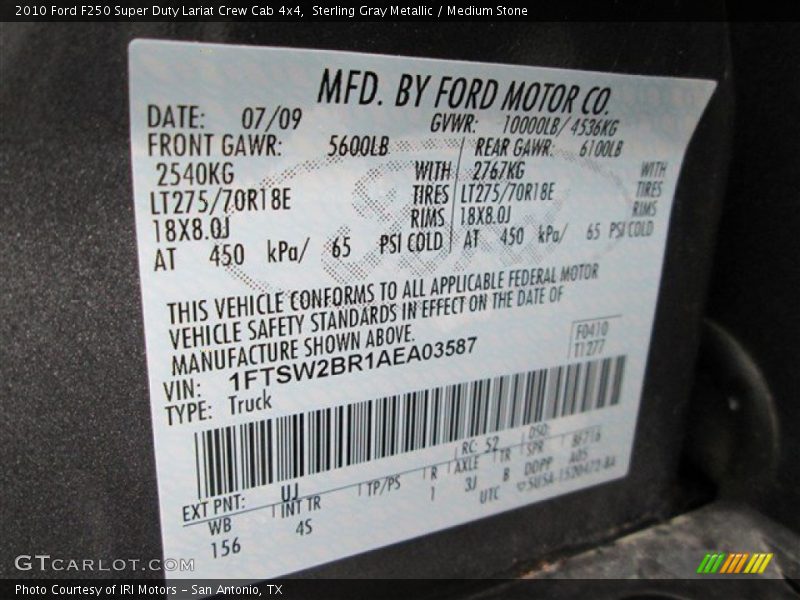 Sterling Gray Metallic / Medium Stone 2010 Ford F250 Super Duty Lariat Crew Cab 4x4