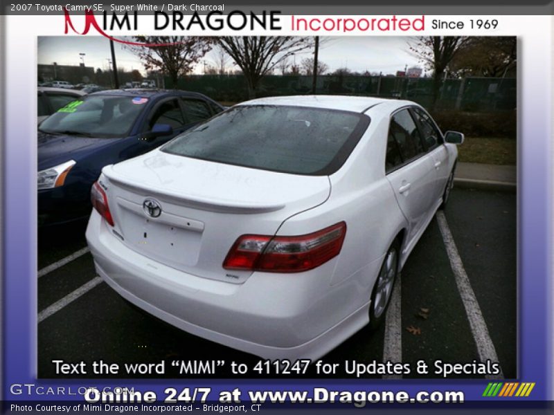 Super White / Dark Charcoal 2007 Toyota Camry SE