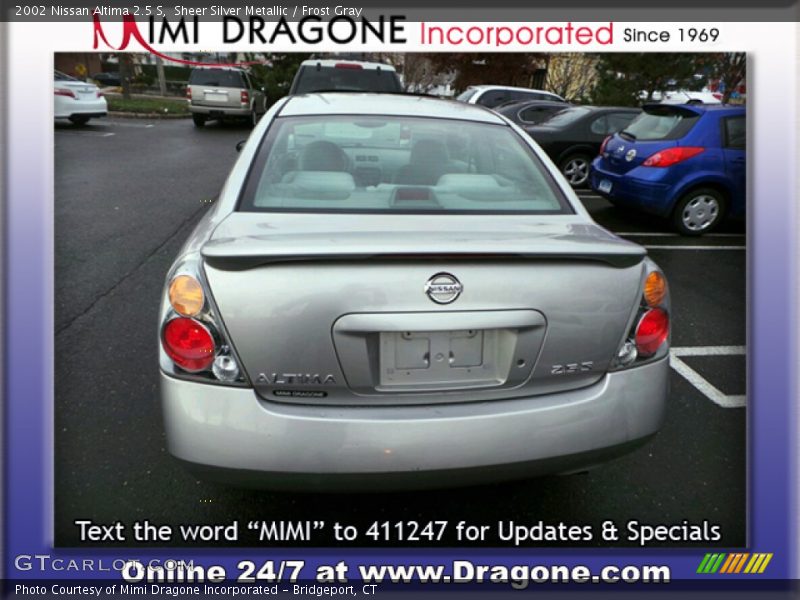 Sheer Silver Metallic / Frost Gray 2002 Nissan Altima 2.5 S