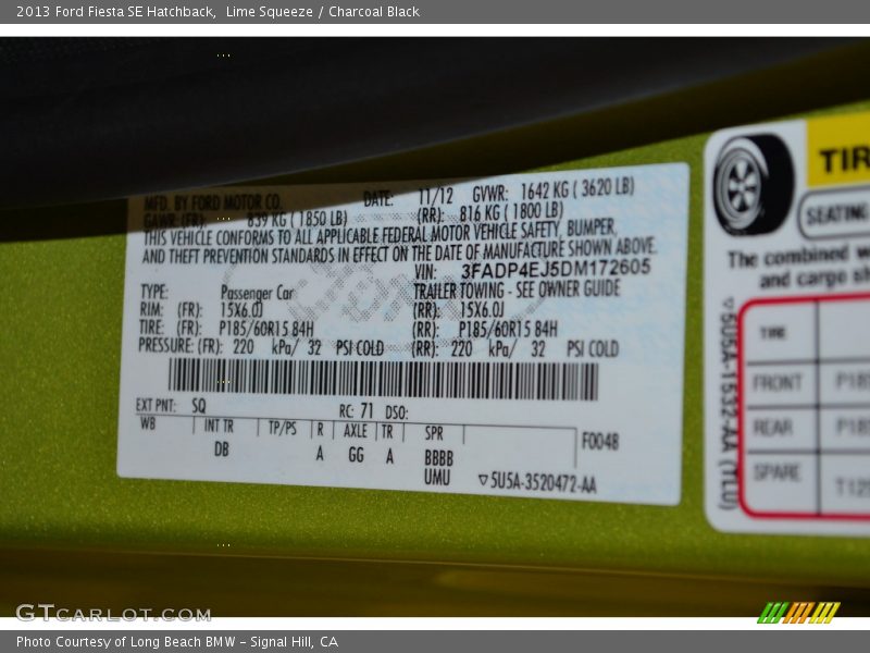 Lime Squeeze / Charcoal Black 2013 Ford Fiesta SE Hatchback