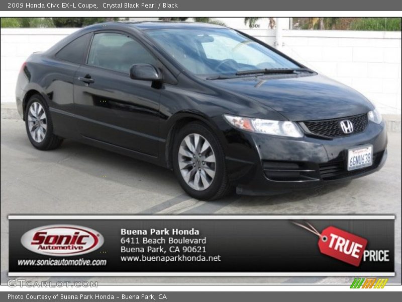 Crystal Black Pearl / Black 2009 Honda Civic EX-L Coupe