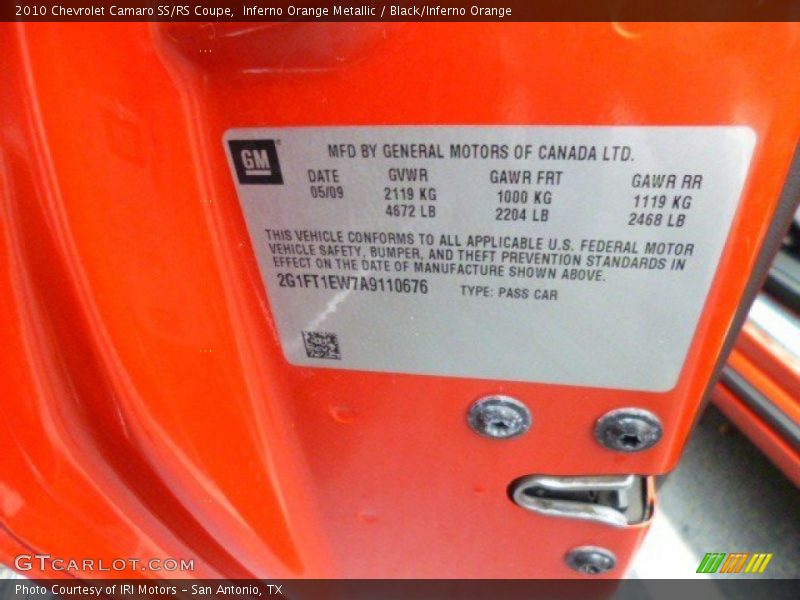 Inferno Orange Metallic / Black/Inferno Orange 2010 Chevrolet Camaro SS/RS Coupe