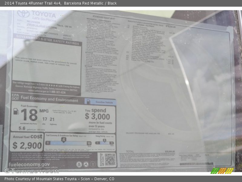 Barcelona Red Metallic / Black 2014 Toyota 4Runner Trail 4x4