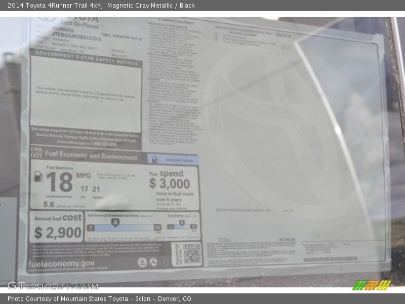 Magnetic Gray Metallic / Black 2014 Toyota 4Runner Trail 4x4