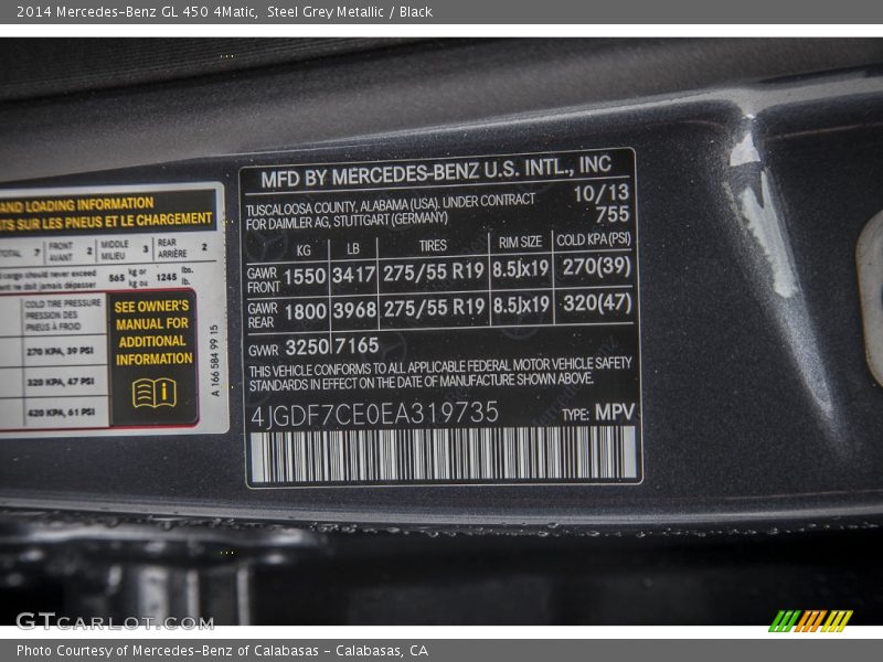 Steel Grey Metallic / Black 2014 Mercedes-Benz GL 450 4Matic