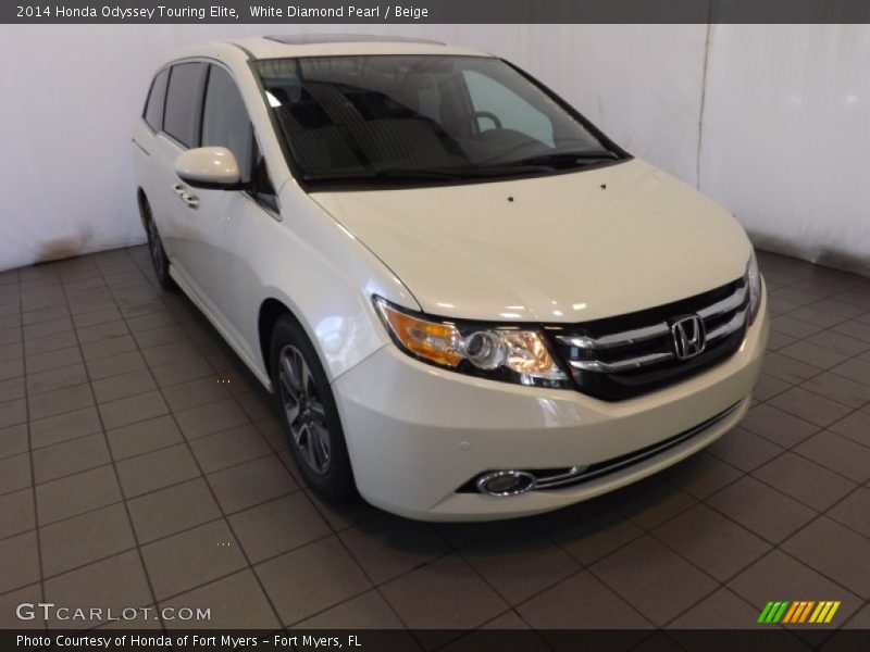 White Diamond Pearl / Beige 2014 Honda Odyssey Touring Elite