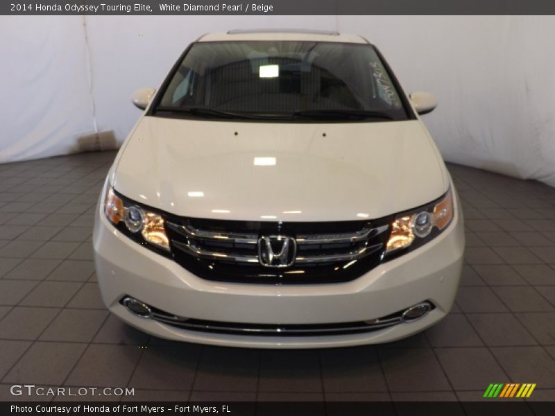 White Diamond Pearl / Beige 2014 Honda Odyssey Touring Elite