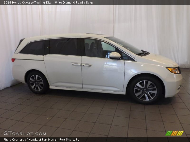 White Diamond Pearl / Beige 2014 Honda Odyssey Touring Elite