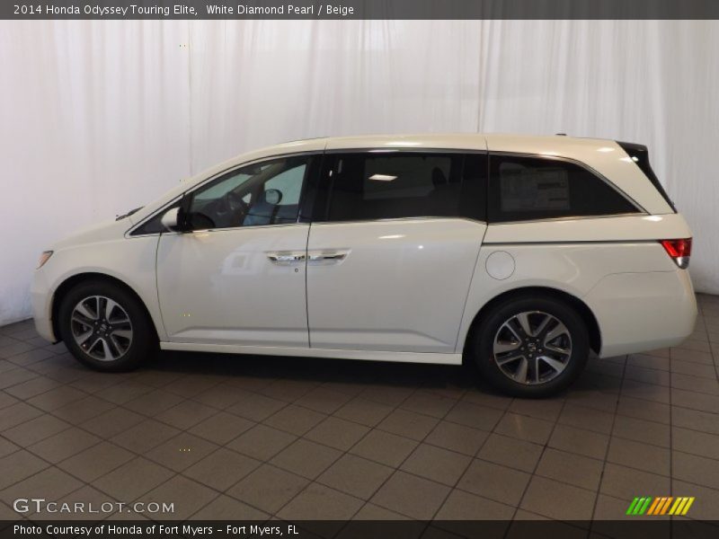 White Diamond Pearl / Beige 2014 Honda Odyssey Touring Elite