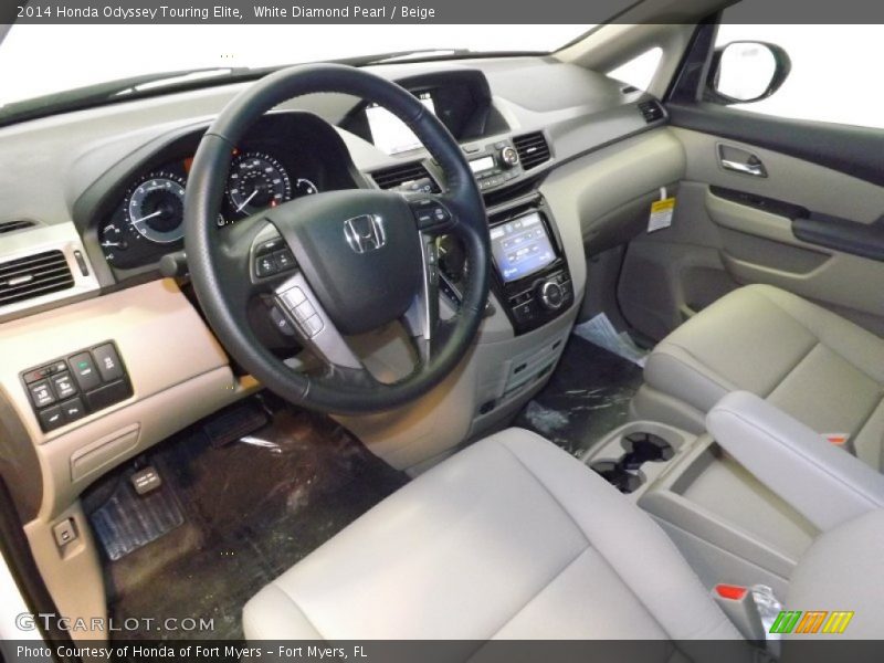 White Diamond Pearl / Beige 2014 Honda Odyssey Touring Elite