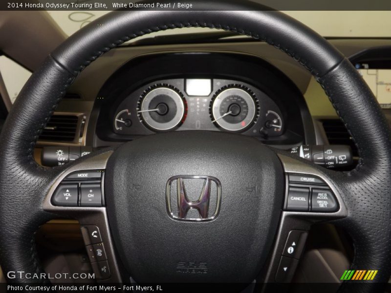White Diamond Pearl / Beige 2014 Honda Odyssey Touring Elite
