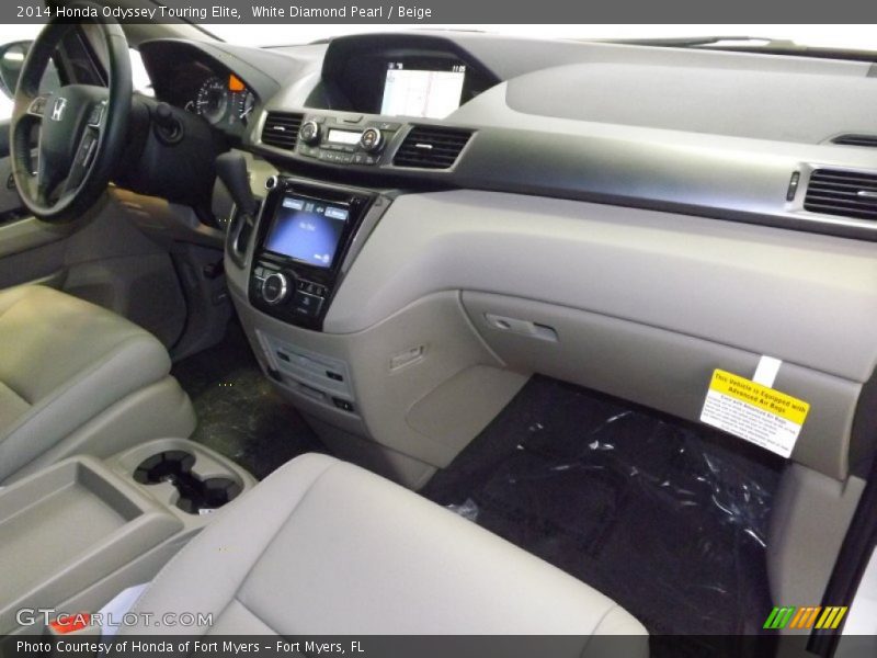 White Diamond Pearl / Beige 2014 Honda Odyssey Touring Elite