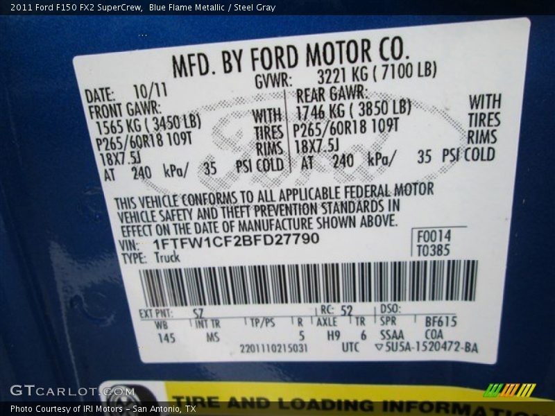 Blue Flame Metallic / Steel Gray 2011 Ford F150 FX2 SuperCrew