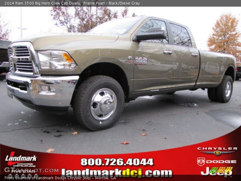 Prairie Pearl / Black/Diesel Gray 2014 Ram 3500 Big Horn Crew Cab Dually