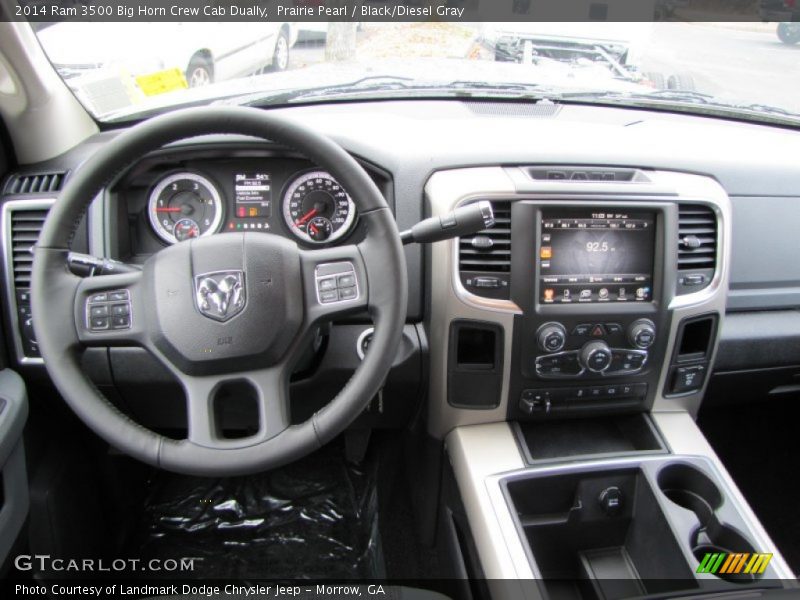 Prairie Pearl / Black/Diesel Gray 2014 Ram 3500 Big Horn Crew Cab Dually