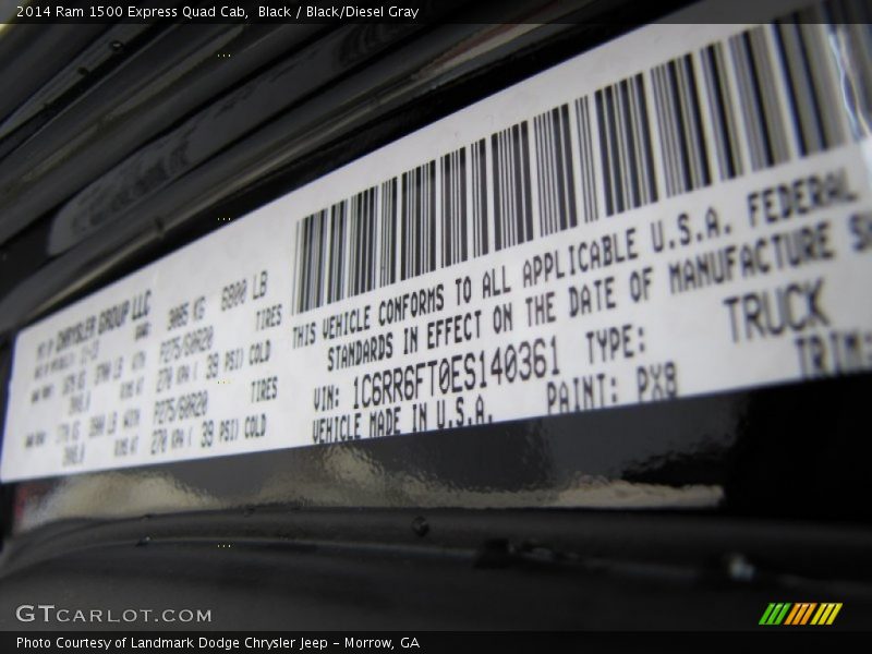 Black / Black/Diesel Gray 2014 Ram 1500 Express Quad Cab
