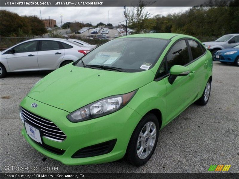 Green Envy / Charcoal Black 2014 Ford Fiesta SE Sedan
