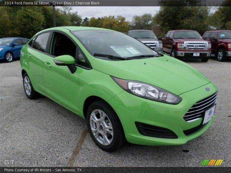 Green Envy / Charcoal Black 2014 Ford Fiesta SE Sedan