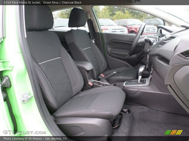 Green Envy / Charcoal Black 2014 Ford Fiesta SE Sedan