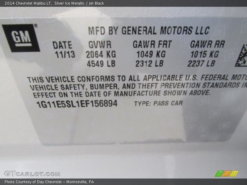 Silver Ice Metallic / Jet Black 2014 Chevrolet Malibu LT