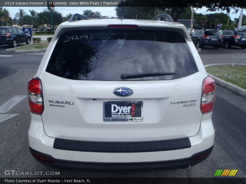 Satin White Pearl / Platinum 2014 Subaru Forester 2.5i Limited