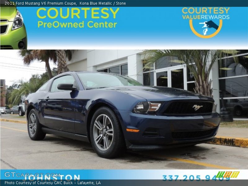 Kona Blue Metallic / Stone 2011 Ford Mustang V6 Premium Coupe