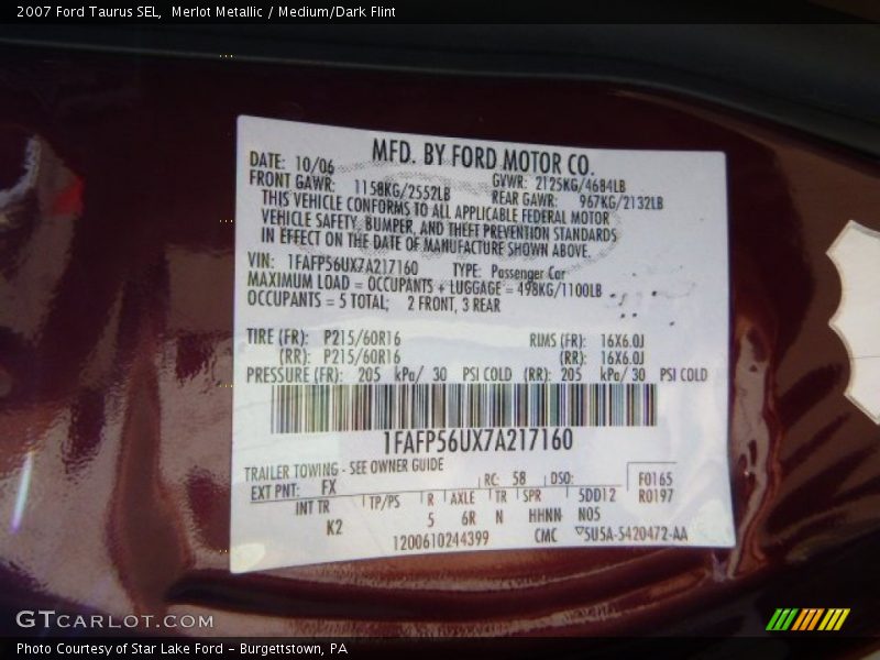 Merlot Metallic / Medium/Dark Flint 2007 Ford Taurus SEL