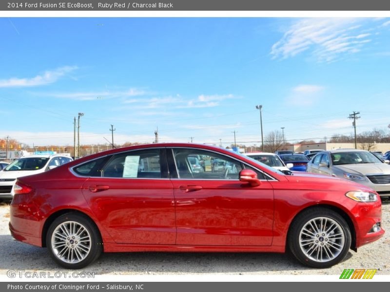 Ruby Red / Charcoal Black 2014 Ford Fusion SE EcoBoost