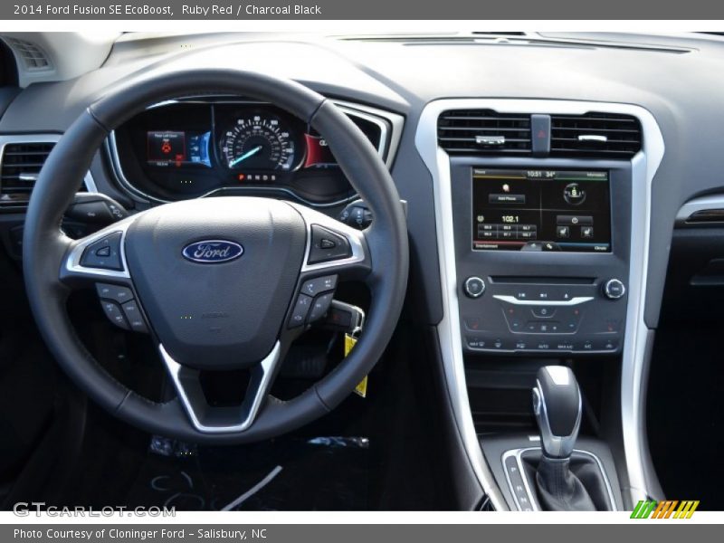 Ruby Red / Charcoal Black 2014 Ford Fusion SE EcoBoost