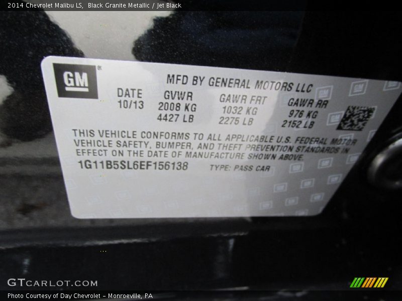 Black Granite Metallic / Jet Black 2014 Chevrolet Malibu LS