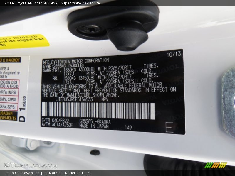 Super White / Graphite 2014 Toyota 4Runner SR5 4x4
