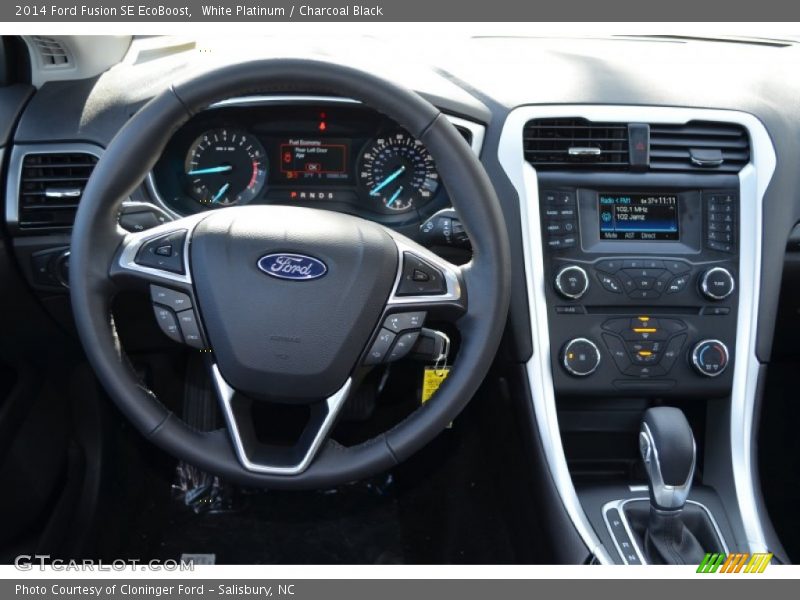 White Platinum / Charcoal Black 2014 Ford Fusion SE EcoBoost