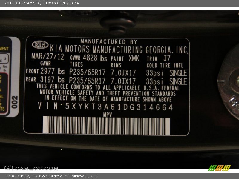 Tuscan Olive / Beige 2013 Kia Sorento LX