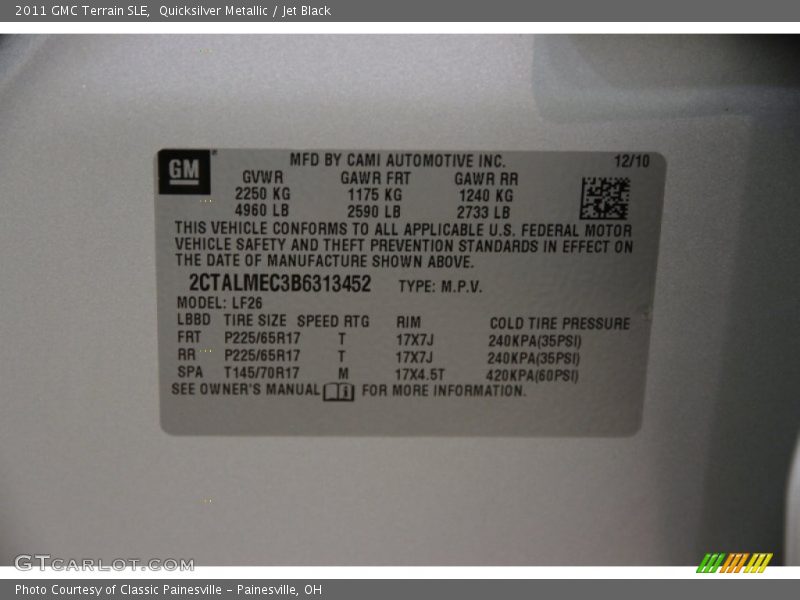 Quicksilver Metallic / Jet Black 2011 GMC Terrain SLE