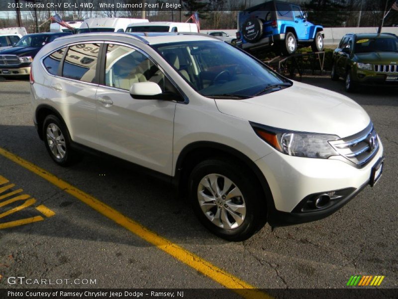 White Diamond Pearl / Beige 2012 Honda CR-V EX-L 4WD