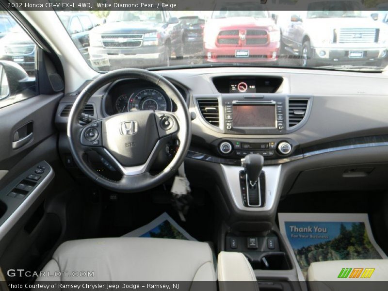 White Diamond Pearl / Beige 2012 Honda CR-V EX-L 4WD