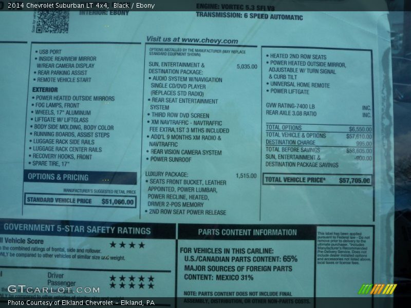 Black / Ebony 2014 Chevrolet Suburban LT 4x4