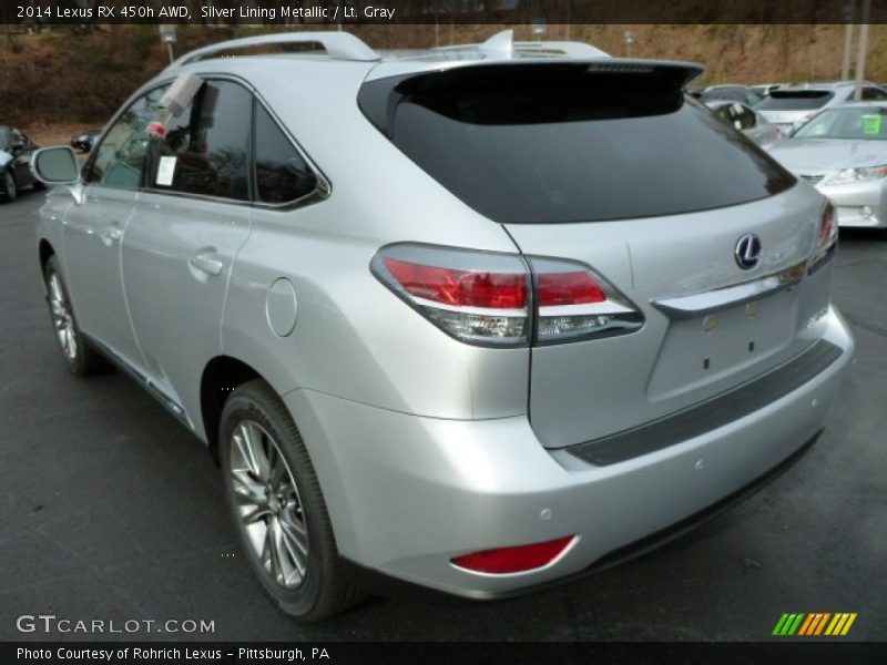 Silver Lining Metallic / Lt. Gray 2014 Lexus RX 450h AWD