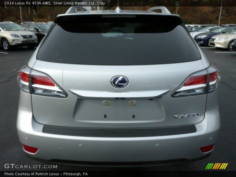Silver Lining Metallic / Lt. Gray 2014 Lexus RX 450h AWD