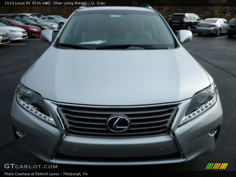 Silver Lining Metallic / Lt. Gray 2014 Lexus RX 450h AWD