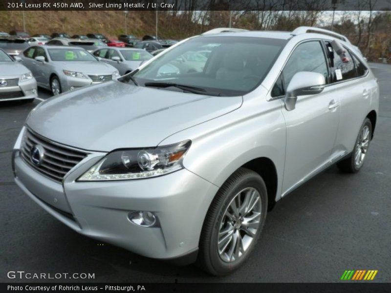 Silver Lining Metallic / Lt. Gray 2014 Lexus RX 450h AWD