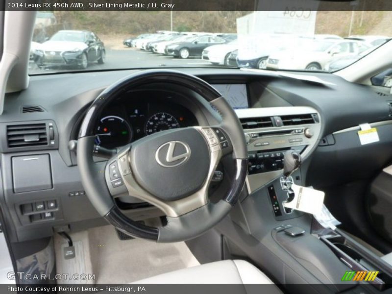 Silver Lining Metallic / Lt. Gray 2014 Lexus RX 450h AWD