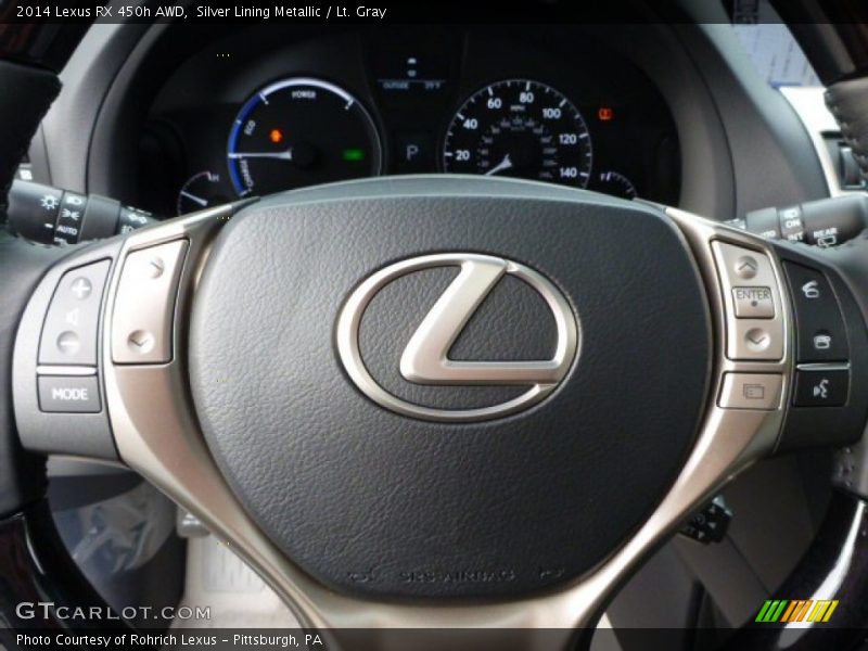 Silver Lining Metallic / Lt. Gray 2014 Lexus RX 450h AWD