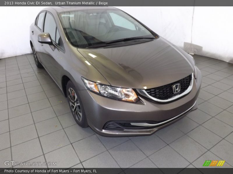 Urban Titanium Metallic / Beige 2013 Honda Civic EX Sedan
