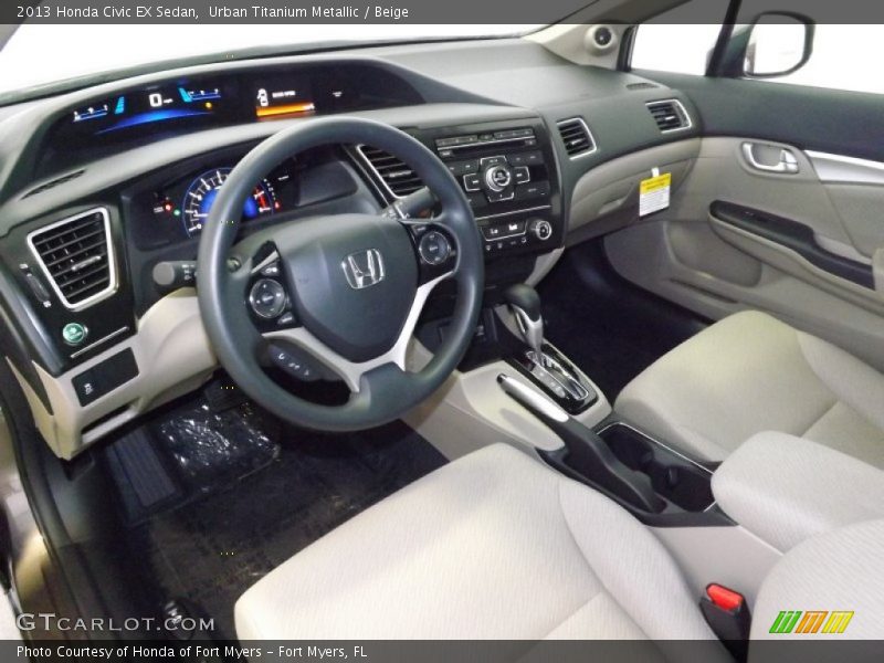 Urban Titanium Metallic / Beige 2013 Honda Civic EX Sedan