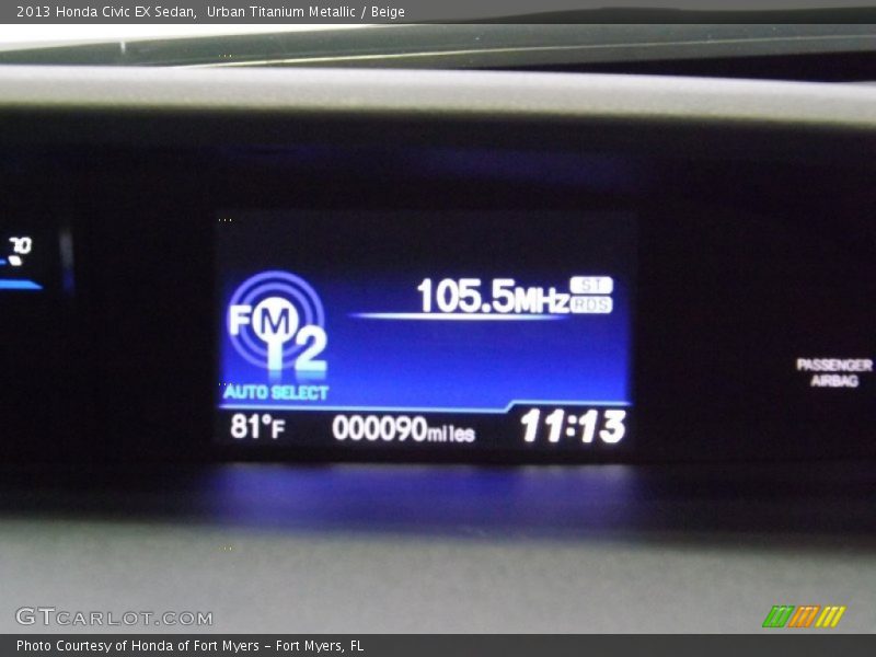 Urban Titanium Metallic / Beige 2013 Honda Civic EX Sedan