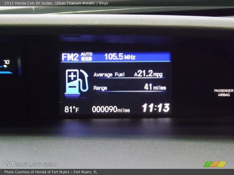 Urban Titanium Metallic / Beige 2013 Honda Civic EX Sedan